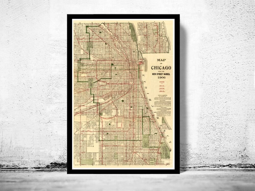 Old Map of Chicago 1906 Vintage Map Chicago | Vintage Poster Wall Art Print | Wall Map Print | Old Map Print | Map Gift | Anniversary gift