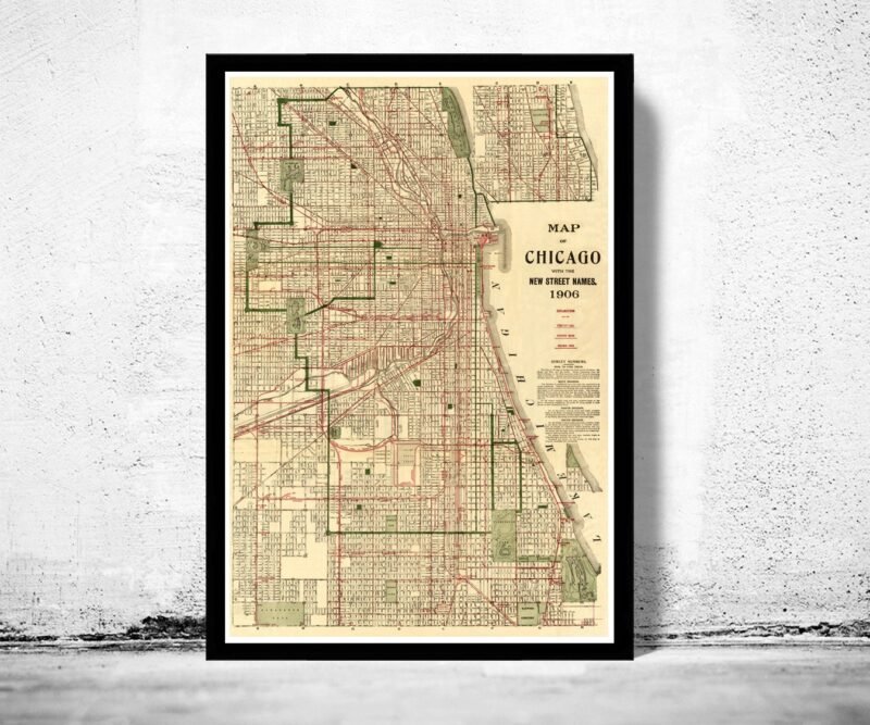 Old Map of Chicago 1906 Vintage Map Chicago | Vintage Poster Wall Art Print | Wall Map Print | Old Map Print | Map Gift | Anniversary gift