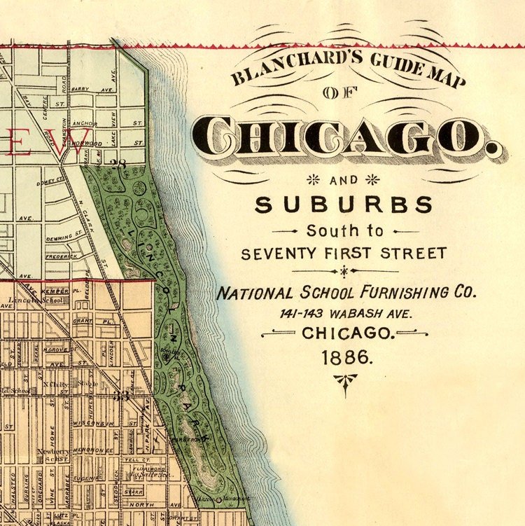 Old vintage map of Chicago 1886 Vintage Map | Vintage Poster Wall Art Print | Wall Map Print | Old Map Print | Map Gift | Anniversary gift