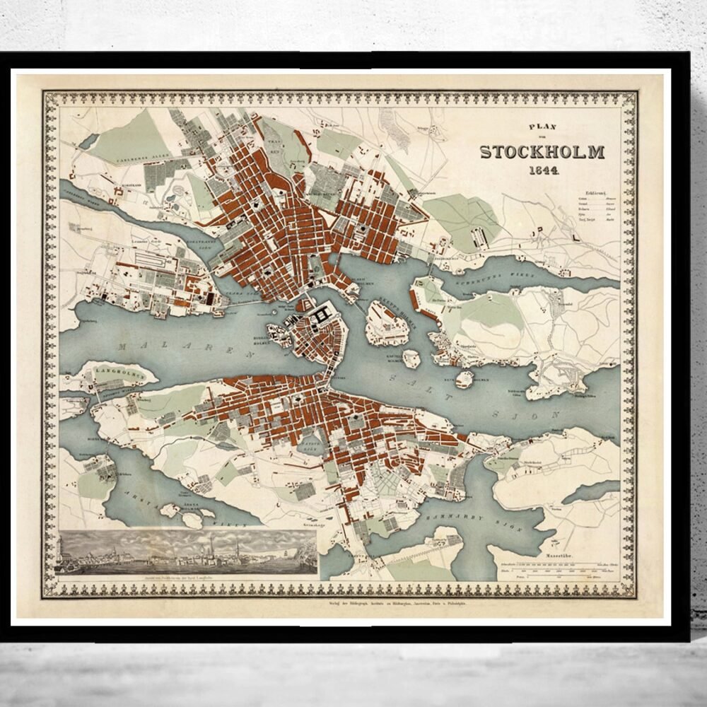 Old Map of Stockholm Sweden 1844 Vintage Map | Vintage Poster Wall Art Print | Wall Map Print | Old Map Print | Map Gift| Housewarming Gift