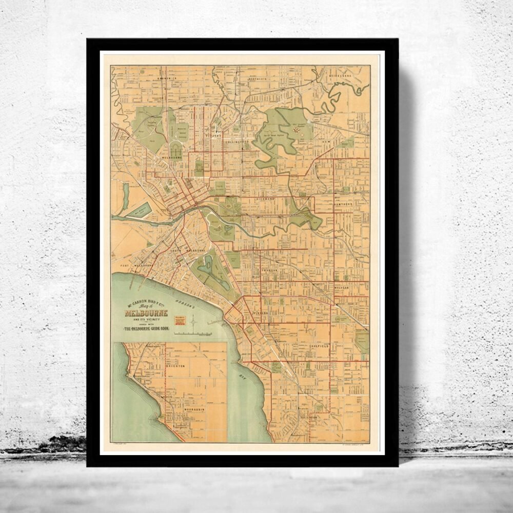 Old Map of Melbourne City 1913 Australia | Vintage Poster Wall Art Print | Wall Map Print | Old Map Print | Map Gift | Anniversary gift