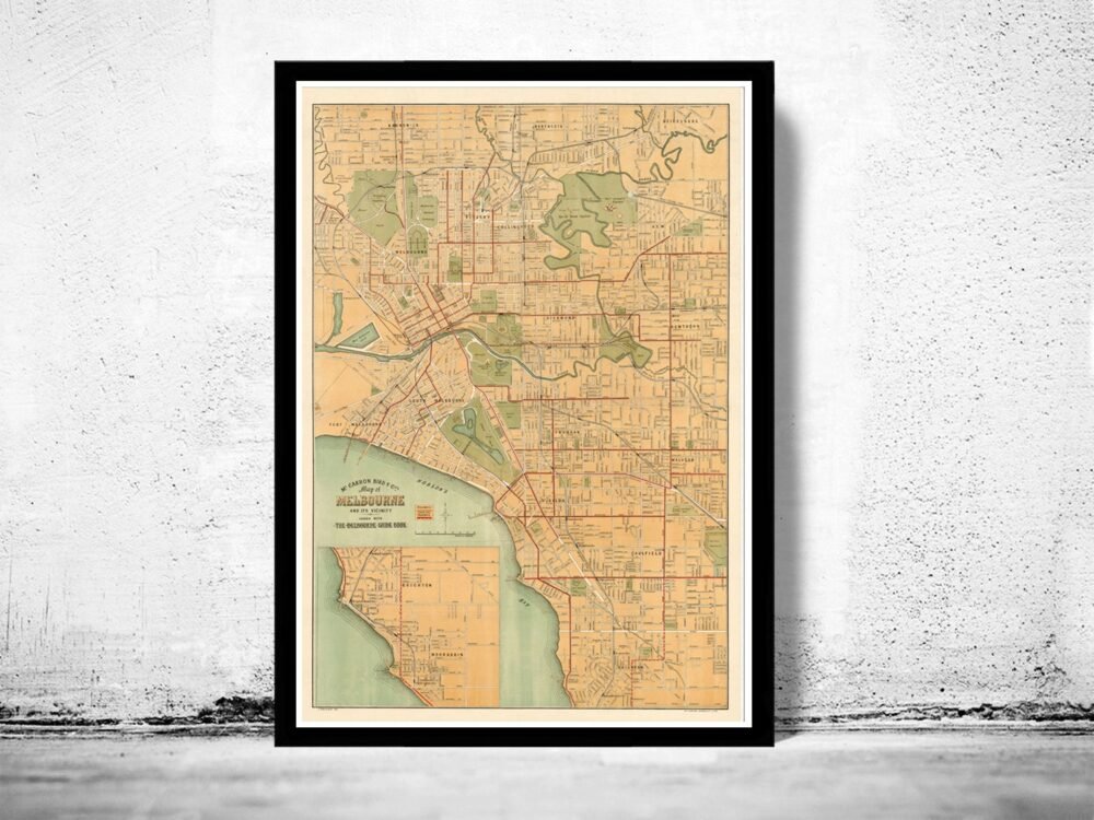 Old Map of Melbourne City 1913 Australia | Vintage Poster Wall Art Print | Wall Map Print | Old Map Print | Map Gift | Anniversary gift