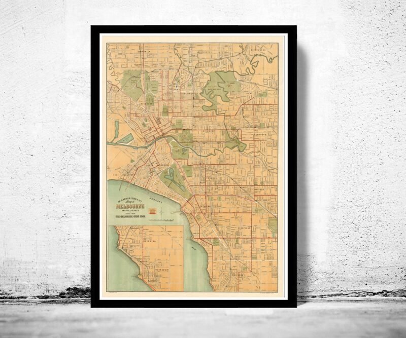 Old Map of Melbourne City 1913 Australia | Vintage Poster Wall Art Print | Wall Map Print | Old Map Print | Map Gift | Anniversary gift