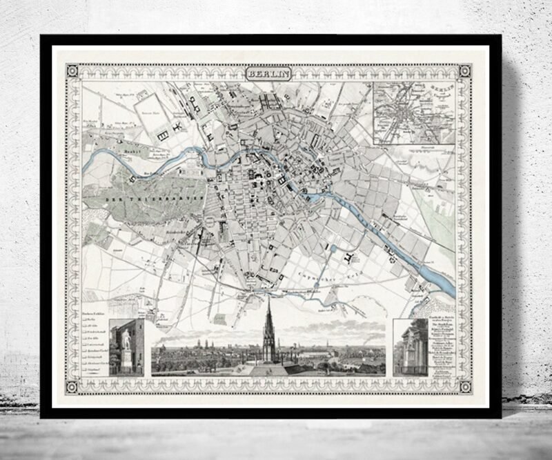 Old Map of Berlin, Germany 1860 Antique Vintage | Vintage Poster Wall Art Print | Wall Map Print | Old Map Print | Map Gift