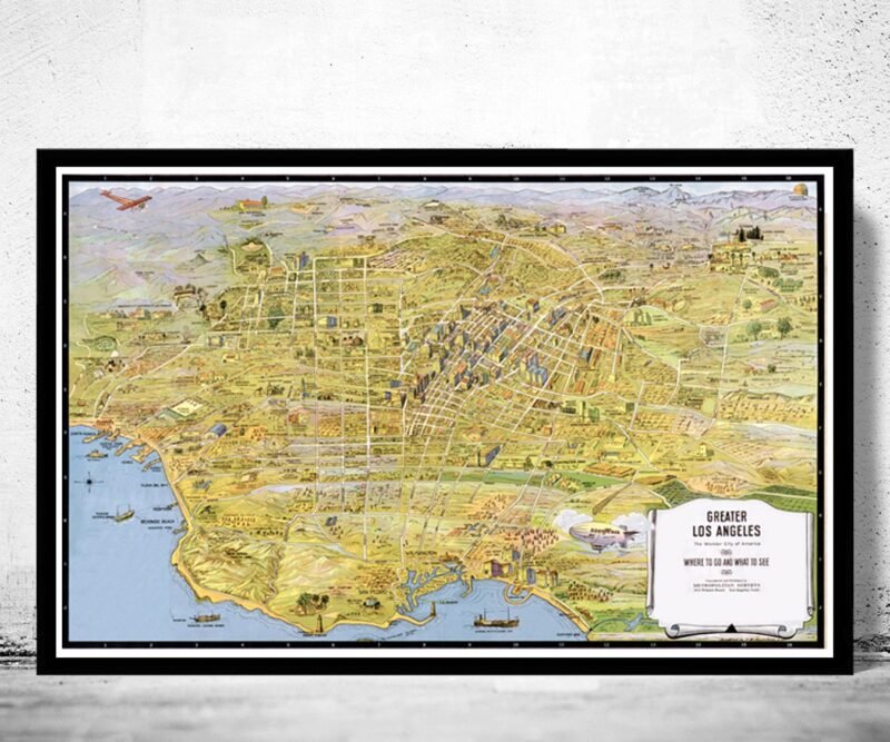 Vintage Map of Los Angeles 1932 California | Vintage Poster Wall Art Print | Wall Map Print | Old Map Print | Map Gift | Anniversary gift