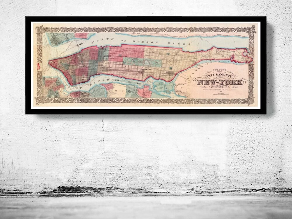 Old Map of New York 1867 Manhattan Vinttage Map | Vintage Poster Wall Art Print | Wall Map Print | Old Map Print | Map Gift