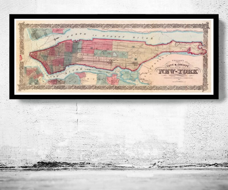 Old Map of New York 1867 Manhattan Vinttage Map | Vintage Poster Wall Art Print | Wall Map Print | Old Map Print | Map Gift