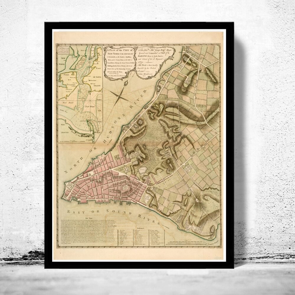 Old Map of ancient New York and Manhattan, 1775 | Vintage Poster Wall Art Print | Wall Map Print | Old Map Print | Map Gift