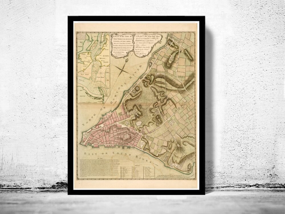 Old Map of ancient New York and Manhattan, 1775 | Vintage Poster Wall Art Print | Wall Map Print | Old Map Print | Map Gift