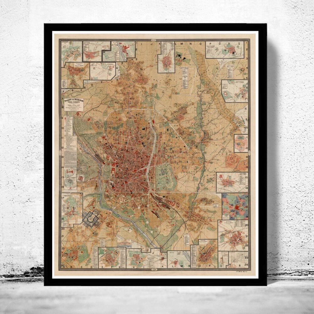 Old Map of Madrid 1902 , Spain Espana Old Map | Vintage Poster Wall Art Print | Wall Map Print | Old Map Print | Map Gift