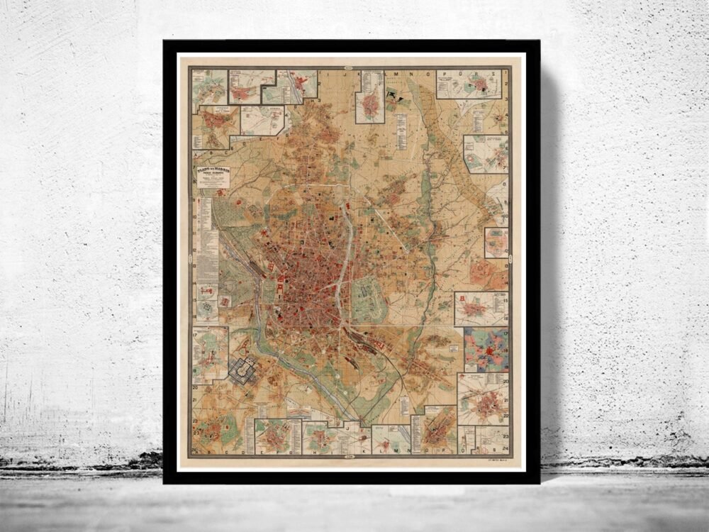 Old Map of Madrid 1902 , Spain Espana Old Map | Vintage Poster Wall Art Print | Wall Map Print | Old Map Print | Map Gift