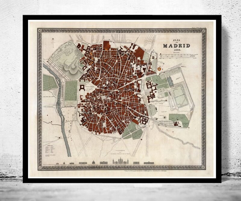 Old Map of Madrid 1844 Spain Vintage Map | Vintage Poster Wall Art Print | Wall Map Print | Old Map Print | Map Gift | Anniversary gift