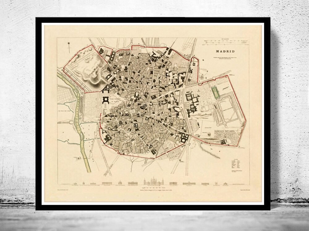 Old Map of Madrid Spain 1831 Vintage Map | Vintage Poster Wall Art Print | Wall Map Print | Old Map Print | Map Gift | Anniversary gift