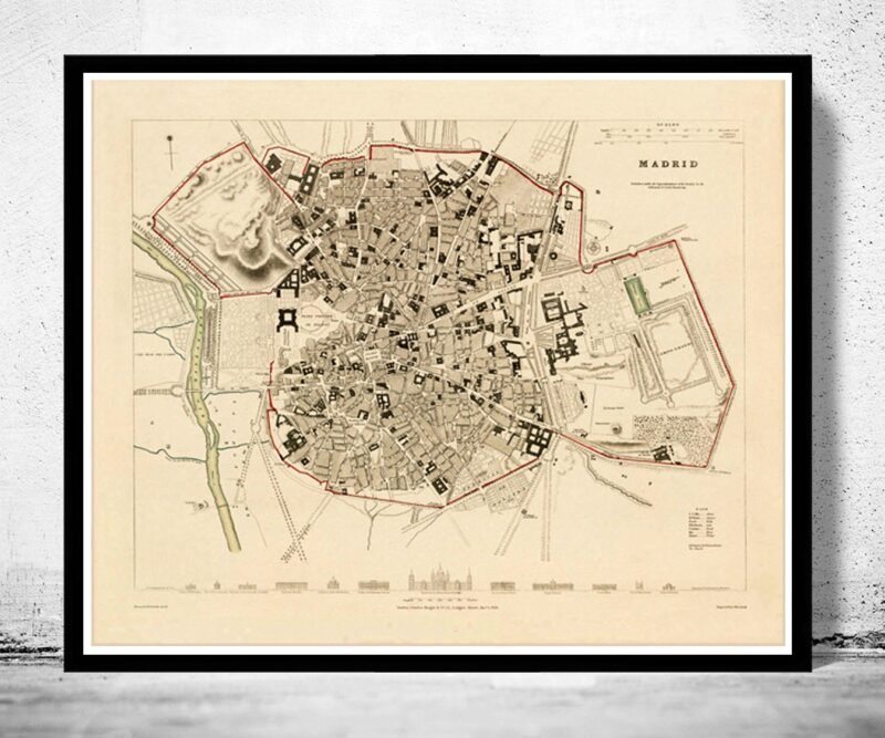 Old Map of Madrid Spain 1831 Vintage Map | Vintage Poster Wall Art Print | Wall Map Print | Old Map Print | Map Gift | Anniversary gift