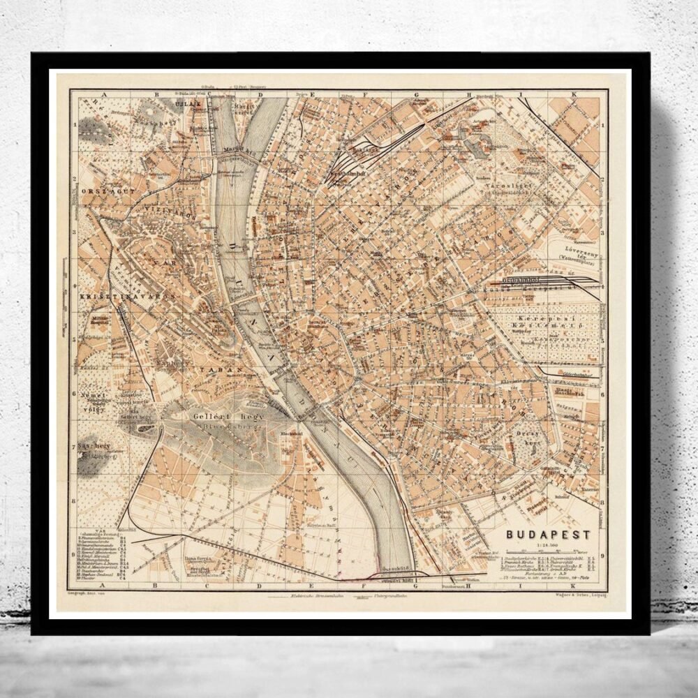 Old Map of Budapest Hungary 1913 Vintage Map | Vintage Poster Wall Art Print | Wall Map Print | Old Map Print | Map Gift | Anniversary gift