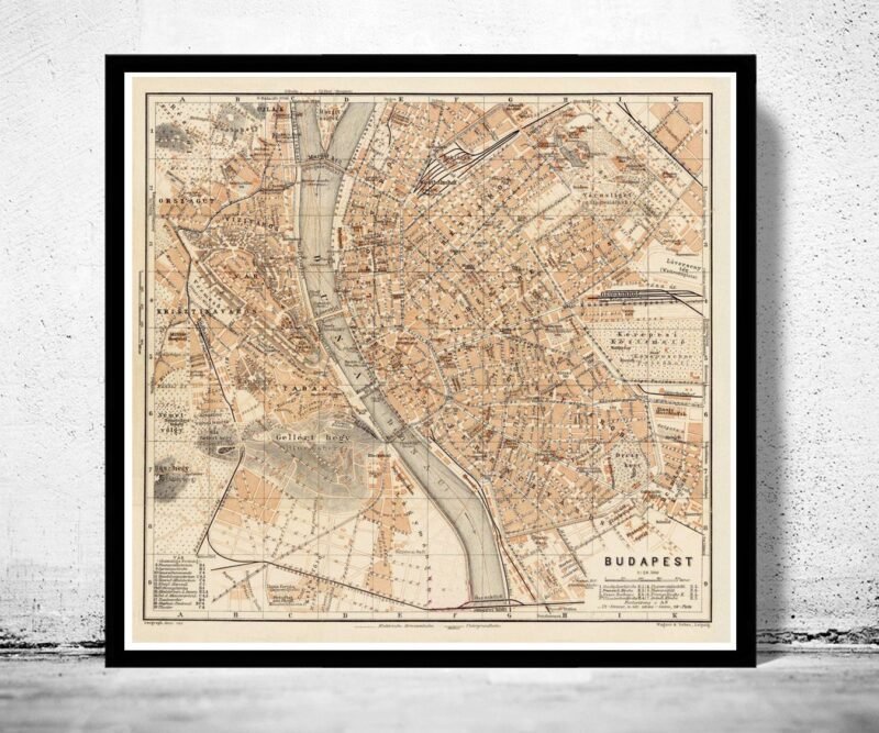 Old Map of Budapest Hungary 1913 Vintage Map | Vintage Poster Wall Art Print | Wall Map Print | Old Map Print | Map Gift | Anniversary gift