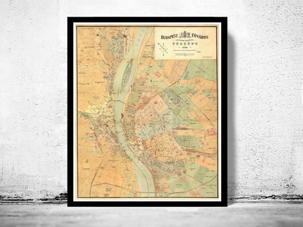 Old Map of Budapest Hungary 1884 Vintage Map | Vintage Poster Wall Art Print | Wall Map Print | Old Map Print | Map Gift | Anniversary gift