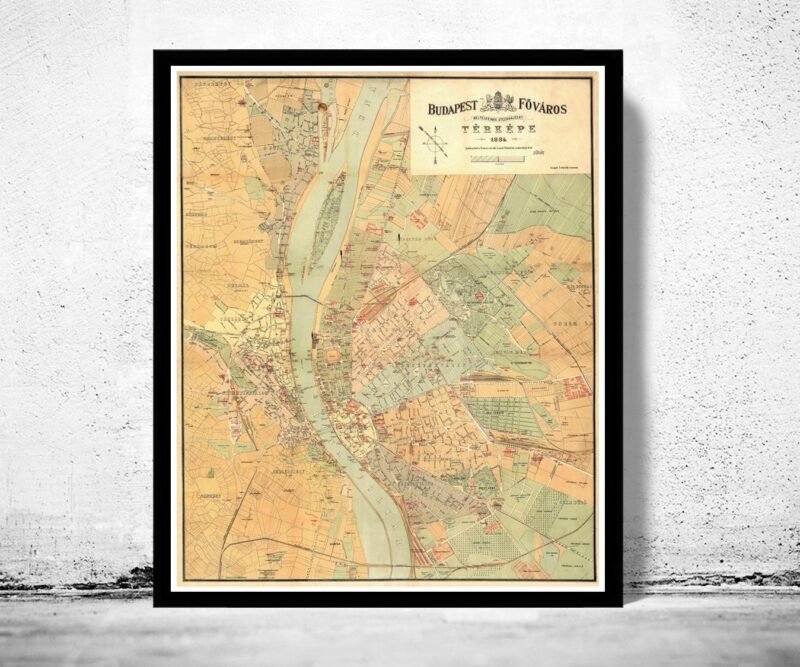 Old Map of Budapest Hungary 1884 Vintage Map | Vintage Poster Wall Art Print | Wall Map Print | Old Map Print | Map Gift | Anniversary gift