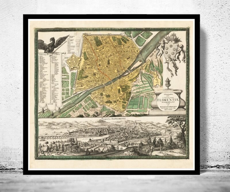 Old Map of Florence Firenze 1731 Vintage Map of Florence | Vintage Poster Wall Art Print | Wall Map Print | Old Map Print | Map Gift