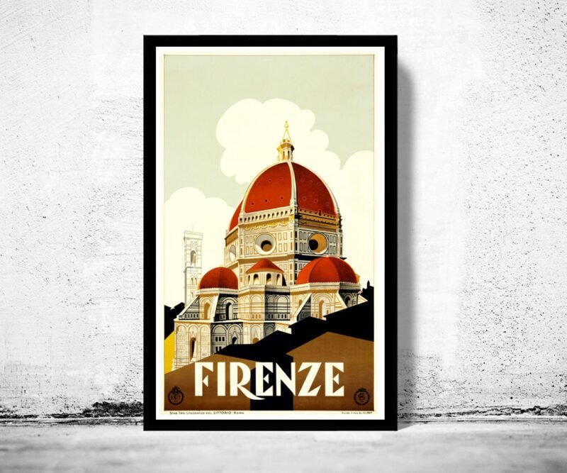 Vintage Poster of Florence Firenze Italy Italia 1930 Tourism poster travel | Map Gift | Anniversary gift | Housewarming Gift