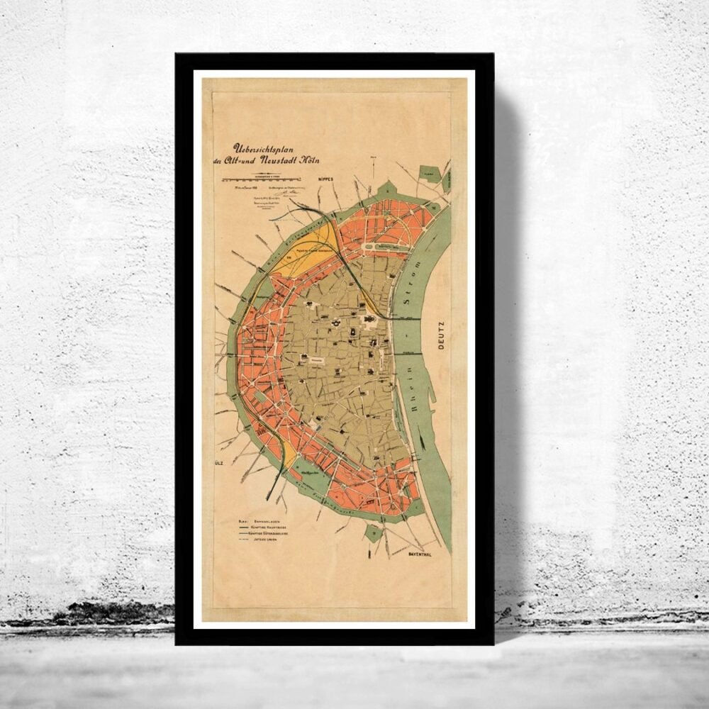 Old Map of Koln Cologne Germany 1888 Vintage Map | Vintage Poster Wall Art Print | Wall Map Print | Old Map Print | Map Gift