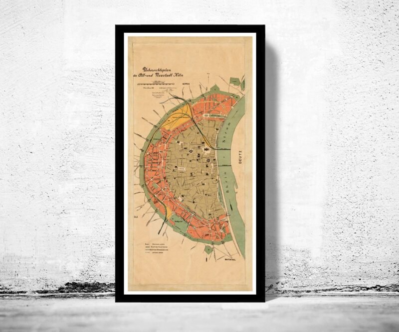 Old Map of Koln Cologne Germany 1888 Vintage Map | Vintage Poster Wall Art Print | Wall Map Print | Old Map Print | Map Gift