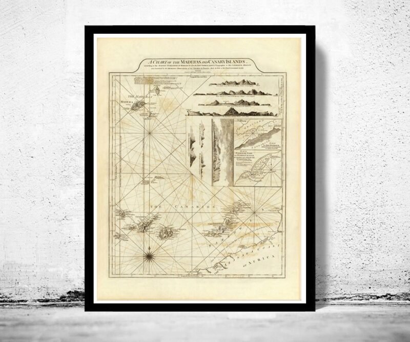 Old Map Canary Islands and Madeira Islands 1787 | Vintage Poster Wall Art Print | Wall Map Print | Old Map Print | Map Gift