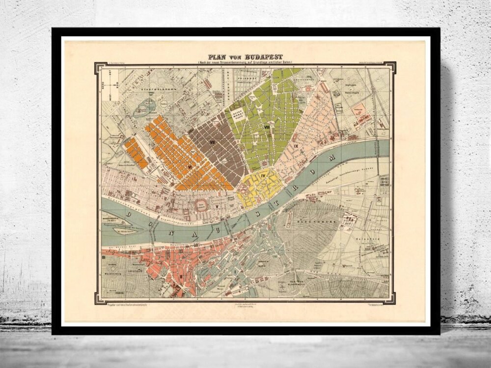 Old Map of Budapest Hungary 1882 Vintage Map | Vintage Poster Wall Art Print | Wall Map Print | Old Map Print | Map Gift | Anniversary gift