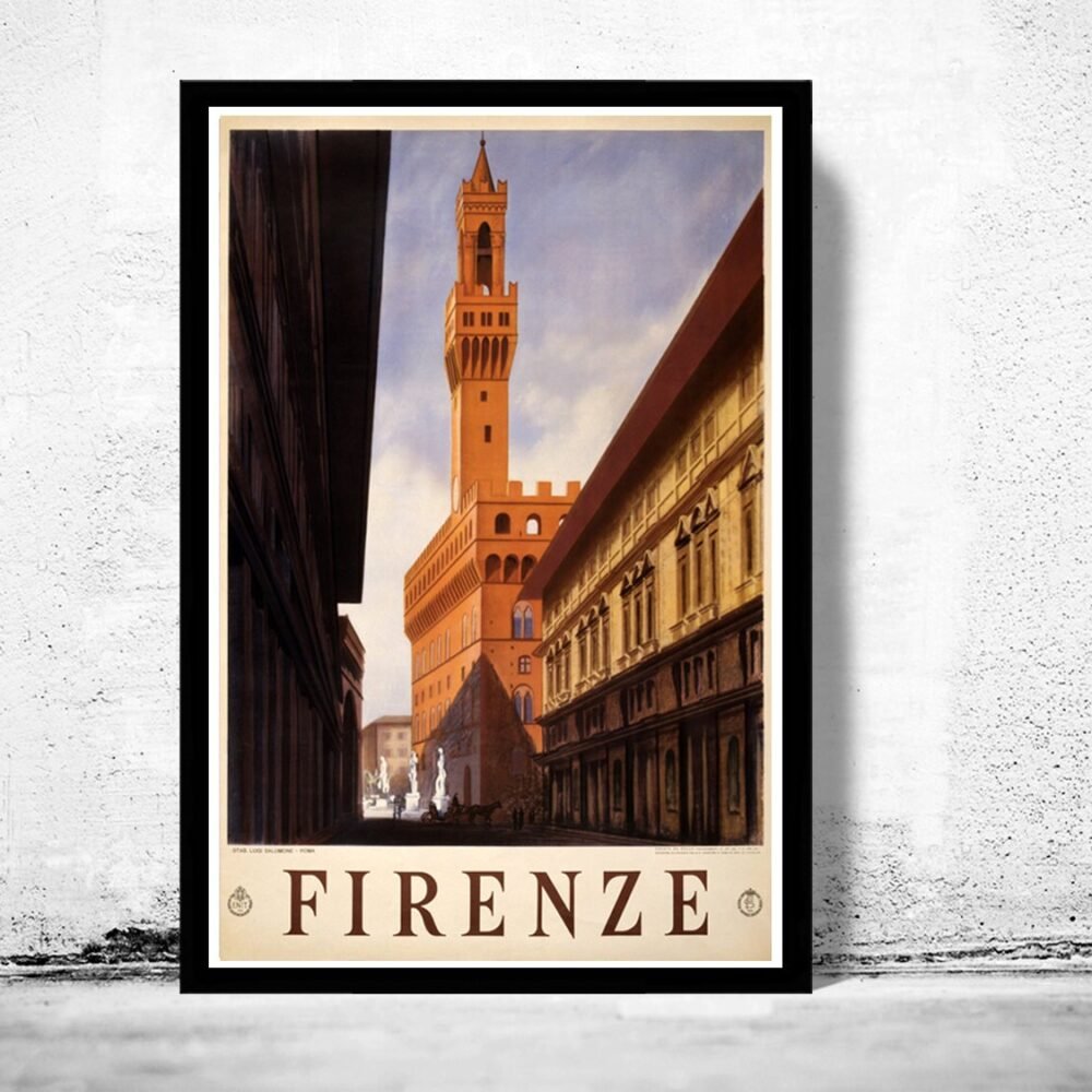 Old Poster of Florence Firenze Italy Italia 1938 Tourism Travel Poster | Vintage Poster Wall Art Print | | Map Gift | Anniversary gift