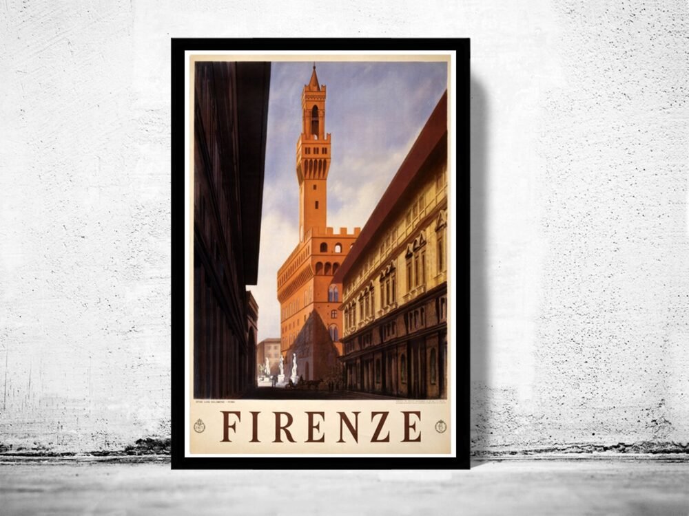 Old Poster of Florence Firenze Italy Italia 1938 Tourism Travel Poster | Vintage Poster Wall Art Print | | Map Gift | Anniversary gift