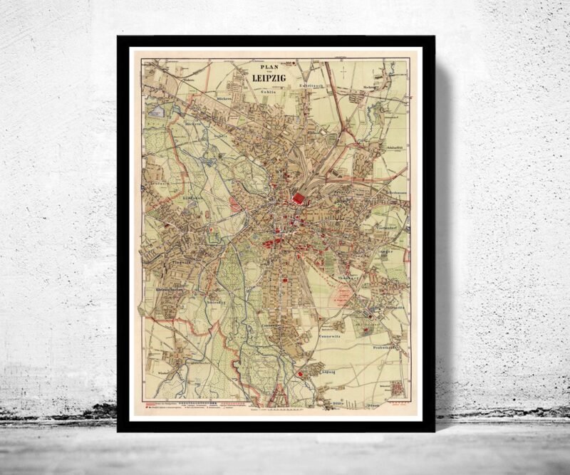 Old Map of Leipzig 1925 Germany Vintage Map of Leipzig | Vintage Poster Wall Art Print | Wall Map Print | Old Map Print | Map Gift