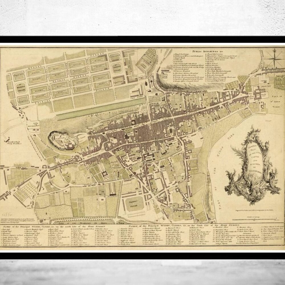 Old Map of Edinburgh Scotland 1773 Vintage Map | Vintage Poster Wall Art Print | Wall Map Print | Old Map Print | Map Gift