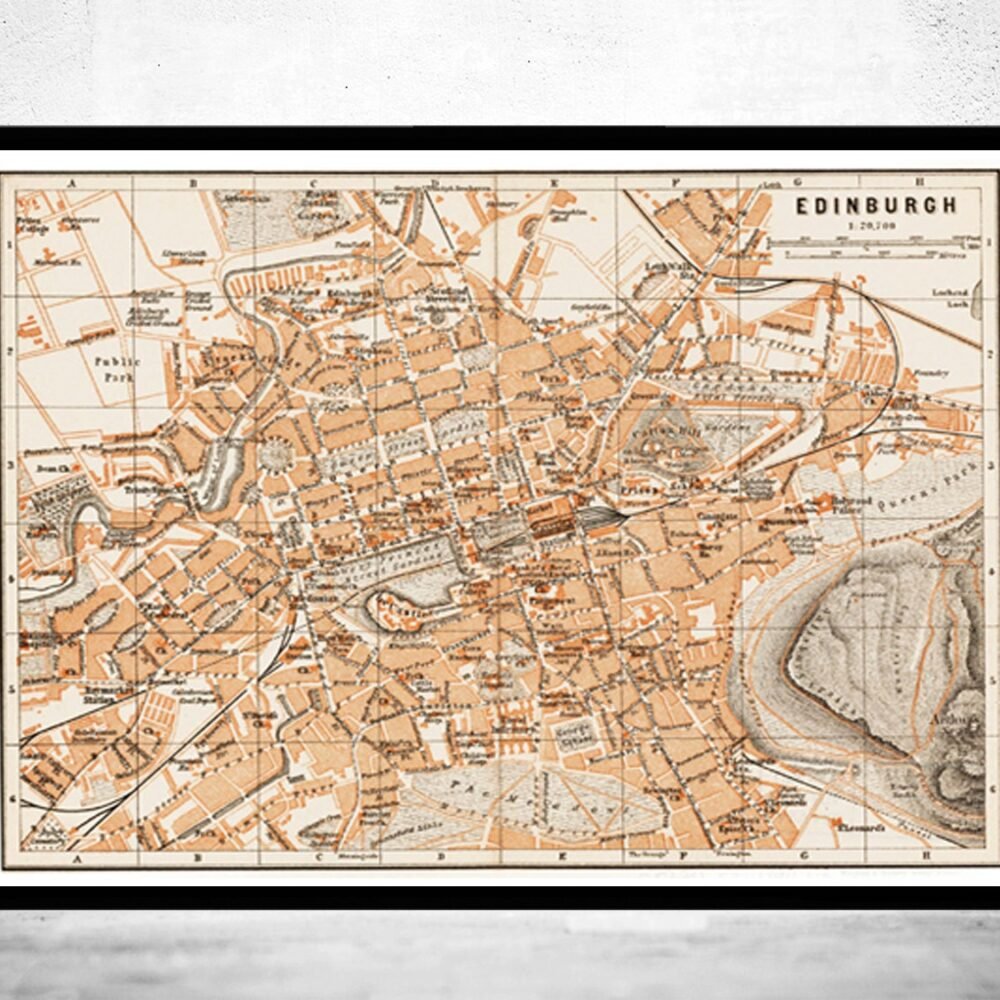 Old Map of Edinburgh Scotland 1890 Edinburgh Vintage Map| Vintage Poster Wall Art Print | Wall Map Print | Old Map Print | Map Gift