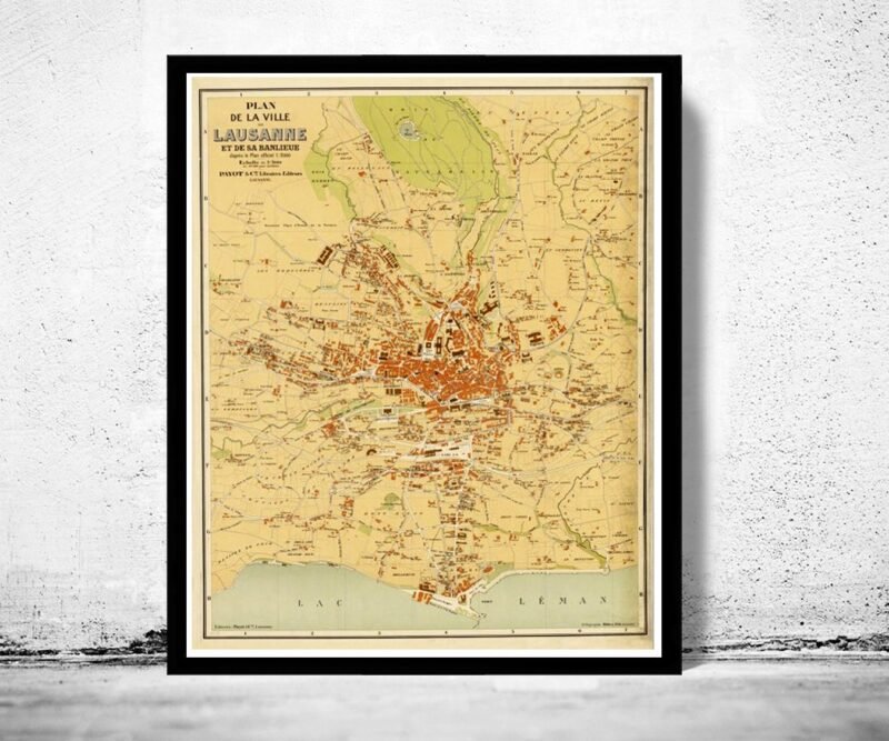 Old Map of Lausanne Switzerland Suisse 1850 Vintage Map | Vintage Poster Wall Art Print | Wall Map Print | Old Map Print | Map Gift