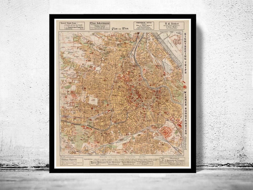 Old Map of Vienna Austria 1928 Vintage Map | Vintage Poster Wall Art Print | Wall Map Print | Old Map Print | Map Gift | Anniversary gift