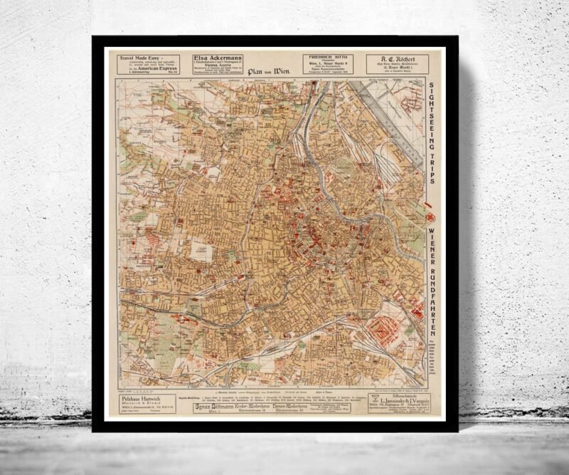 Old Map of Vienna Austria 1928 Vintage Map | Vintage Poster Wall Art Print | Wall Map Print | Old Map Print | Map Gift | Anniversary gift