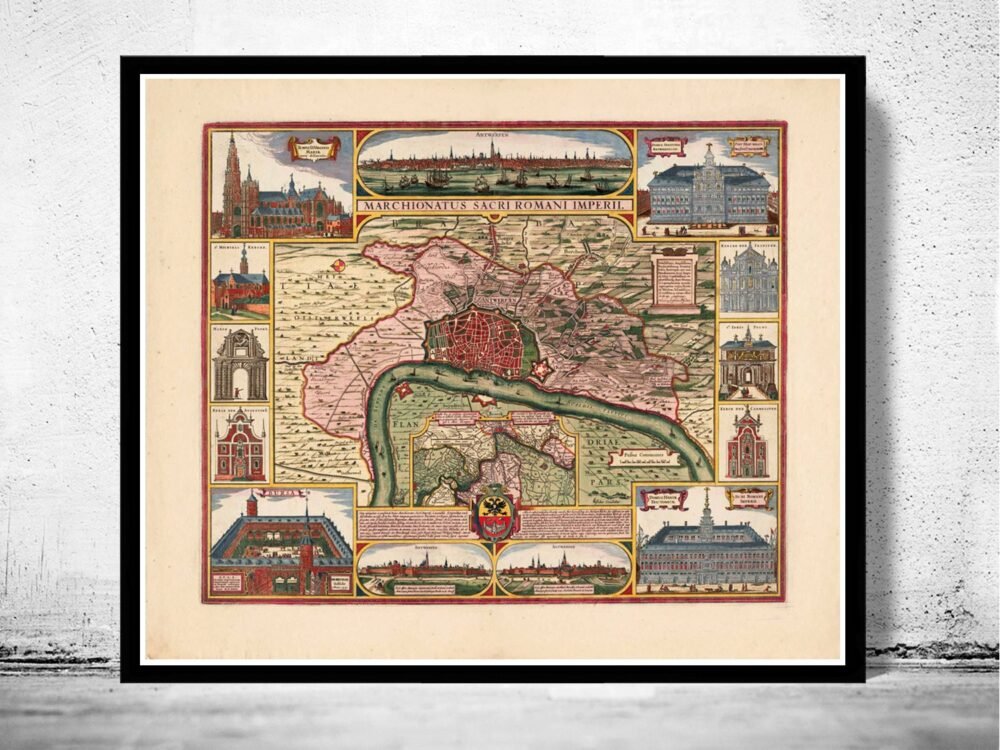 Old Map of Antwerp, Belgium 1675 Anvers Old Map * | Vintage Poster Wall Art Print | Wall Map Print | Old Map Print | Map Gift