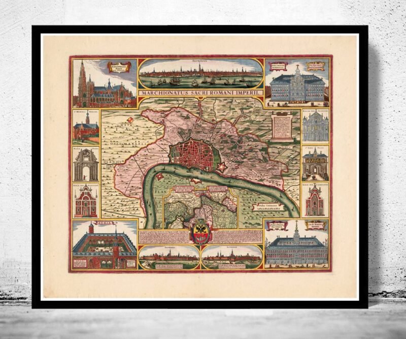 Old Map of Antwerp, Belgium 1675 Anvers Old Map * | Vintage Poster Wall Art Print | Wall Map Print | Old Map Print | Map Gift