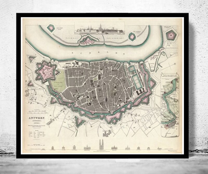 Old Map of Antwerp Belgium 1832 Vintage Map | Vintage Poster Wall Art Print | Wall Map Print | Old Map Print | Map Gift | Anniversary gift