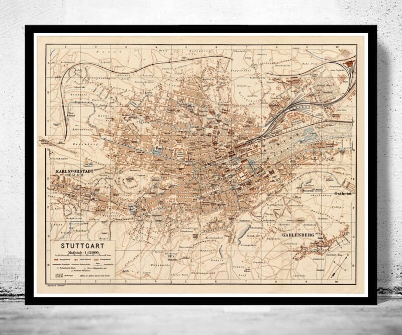 Old Map of Stuttgart Germany 1910 Vintage Map | Vintage Poster Wall Art Print | Wall Map Print | Old Map Print | Map Gift| Housewarming Gift