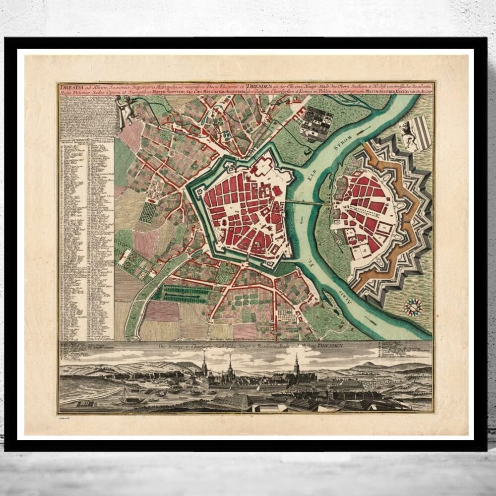 Old Map of Dresden 1740 Germany Vintage Map | Vintage Poster Wall Art Print | Wall Map Print | Old Map Print | Map Gift | Anniversary gift