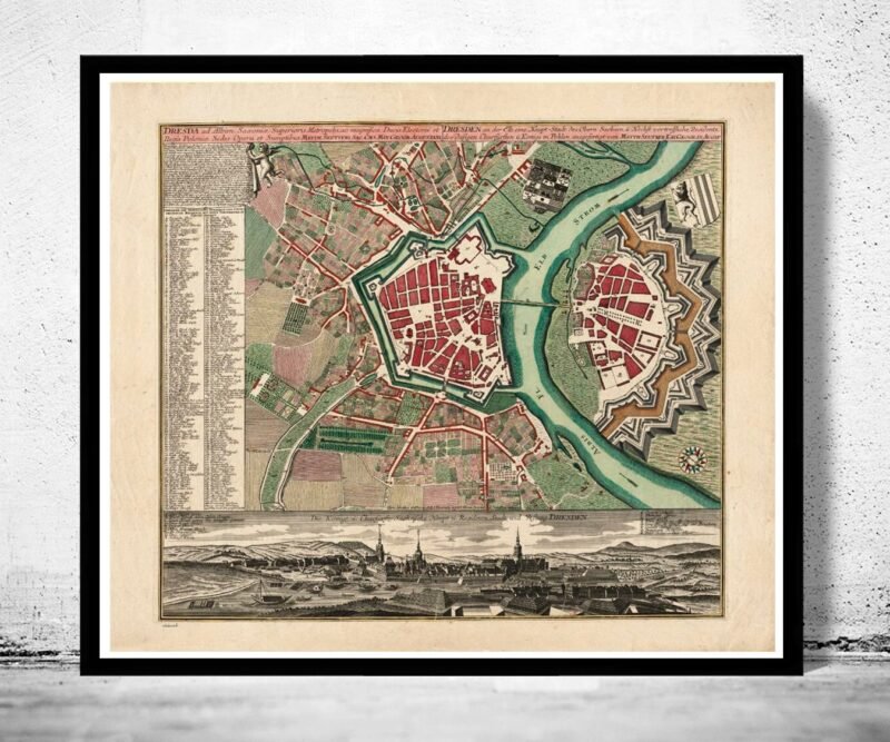 Old Map of Dresden 1740 Germany Vintage Map | Vintage Poster Wall Art Print | Wall Map Print | Old Map Print | Map Gift | Anniversary gift