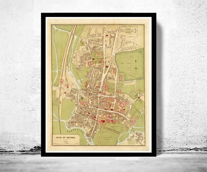 Old Map of Oxford 1910 England Vintage Map | Vintage Poster Wall Art Print | Wall Map Print | Old Map Print | Map Gift | Anniversary gift