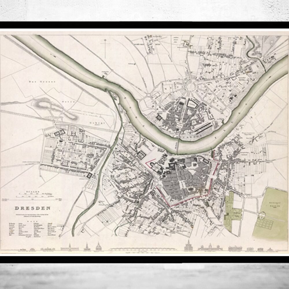 Old Map of Dresden Germany 1833 Vintage Map | Vintage Poster Wall Art Print | Wall Map Print | Old Map Print | Map Gift | Anniversary gift