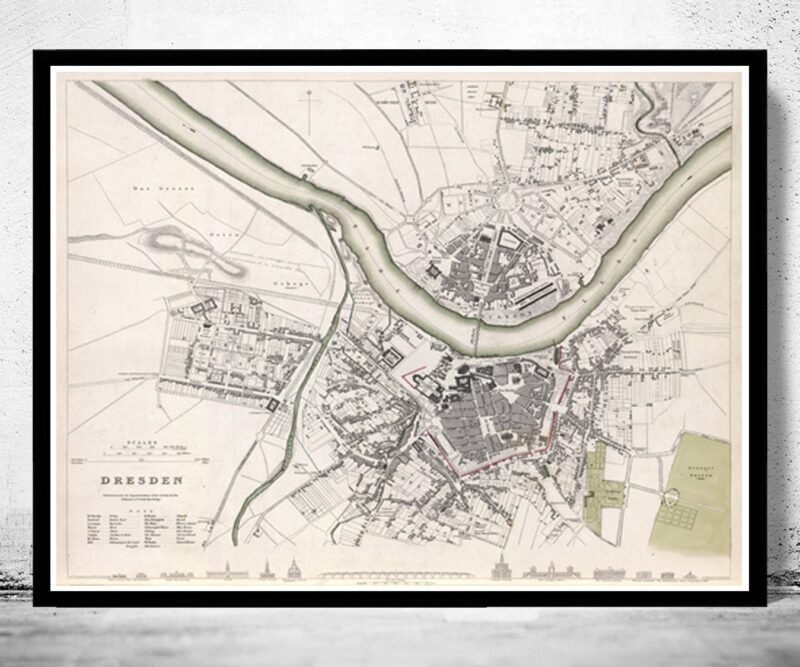 Old Map of Dresden Germany 1833 Vintage Map | Vintage Poster Wall Art Print | Wall Map Print | Old Map Print | Map Gift | Anniversary gift