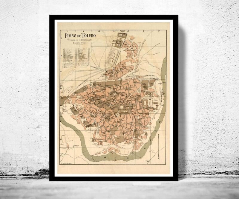 Old Map of Toledo Spain 1904 Vintage map of Toledo | Vintage Poster Wall Art Print | Wall Map Print | Old Map Print | Map Gift