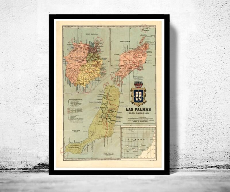 Old Map Las Palmas Canary Islands 1900 Vintage Map | Vintage Poster Wall Art Print | Wall Map Print | Old Map Print | Map Gift