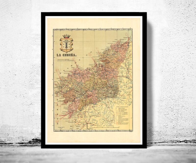 Old Map of Coruña Galicia Corunya 1900 Spain Vintage Map | Vintage Poster Wall Art Print | Wall Map Print | Old Map Print | Map Gift