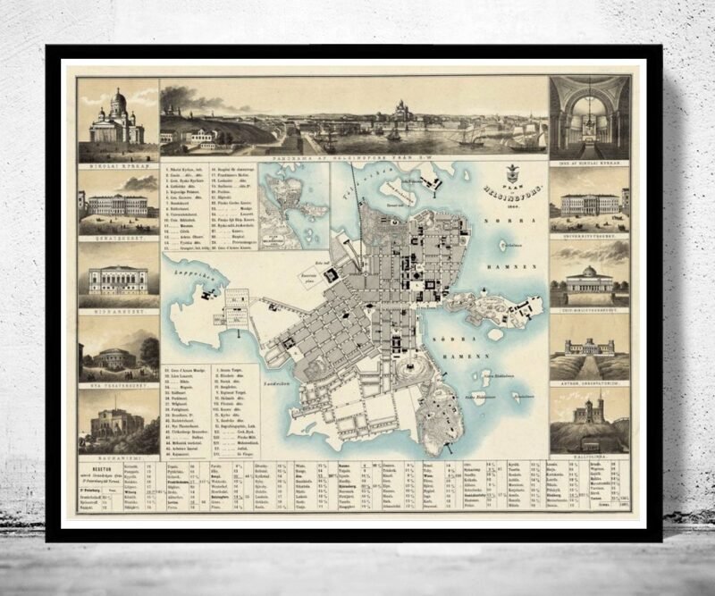 Old map of Helsinki 1860 Finland Helsingfors Vintage Map | Vintage Poster Wall Art Print | Wall Map Print | Old Map Print | Map Gift