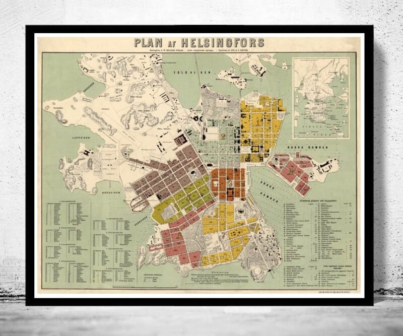 Old Map of Helsinki Finland 1876 Vintage Map | Vintage Poster Wall Art Print | Wall Map Print | Old Map Print | Map Gift | Anniversary gift